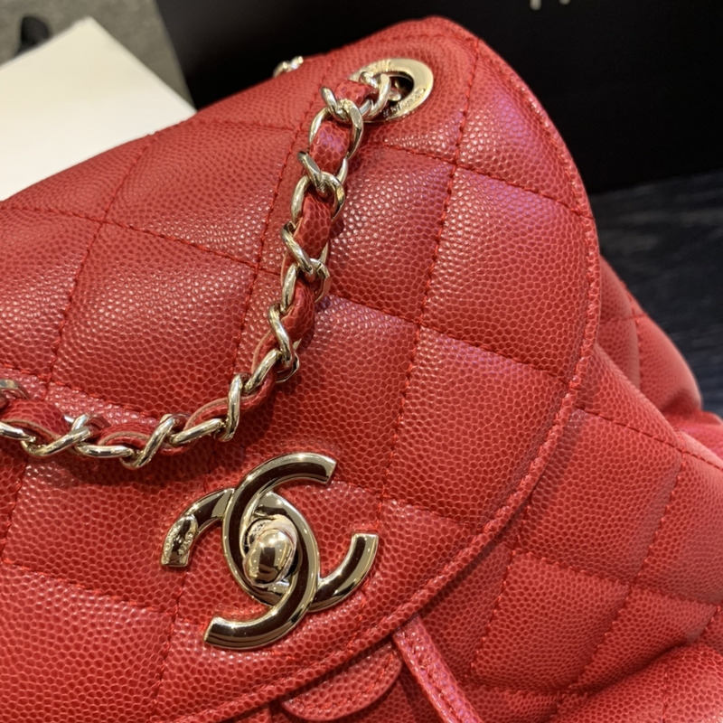 Ch*el caviar leather vintage duma backpack red