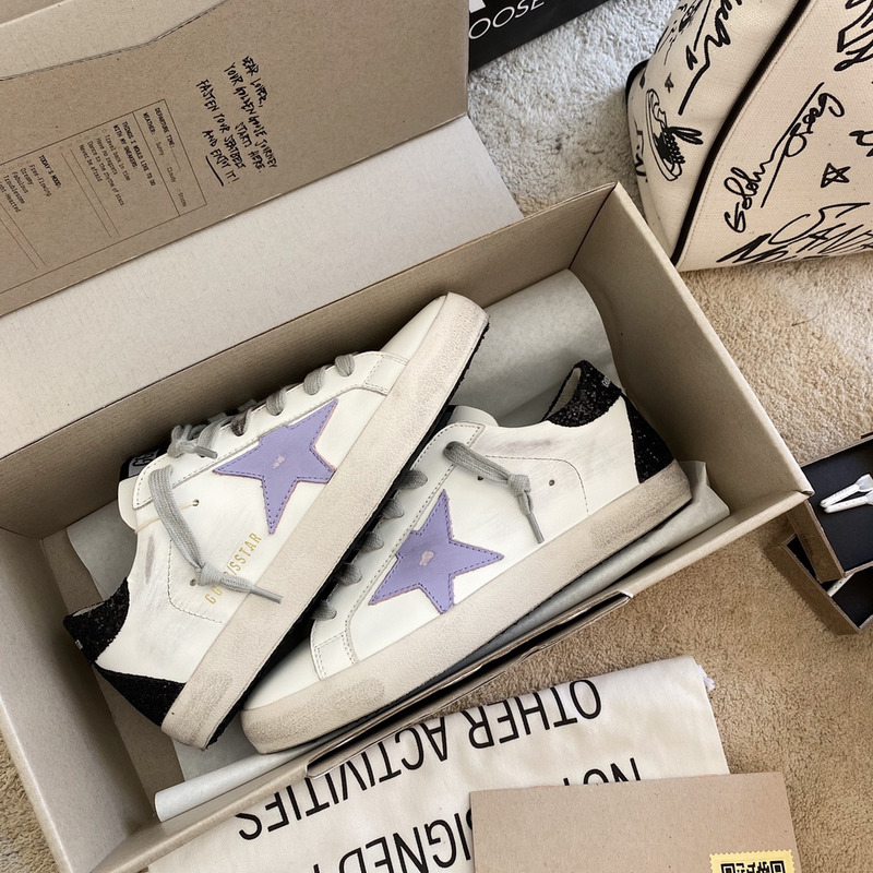 golden goose S*per-star sneakers with purple star logo