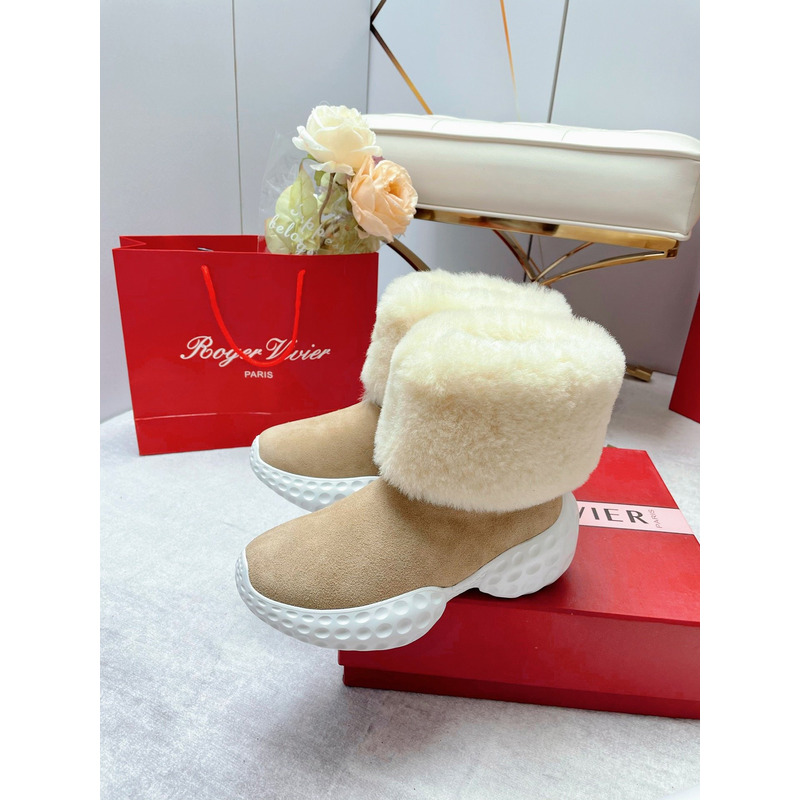 roger u1u1er run light fur ankle boots in suede