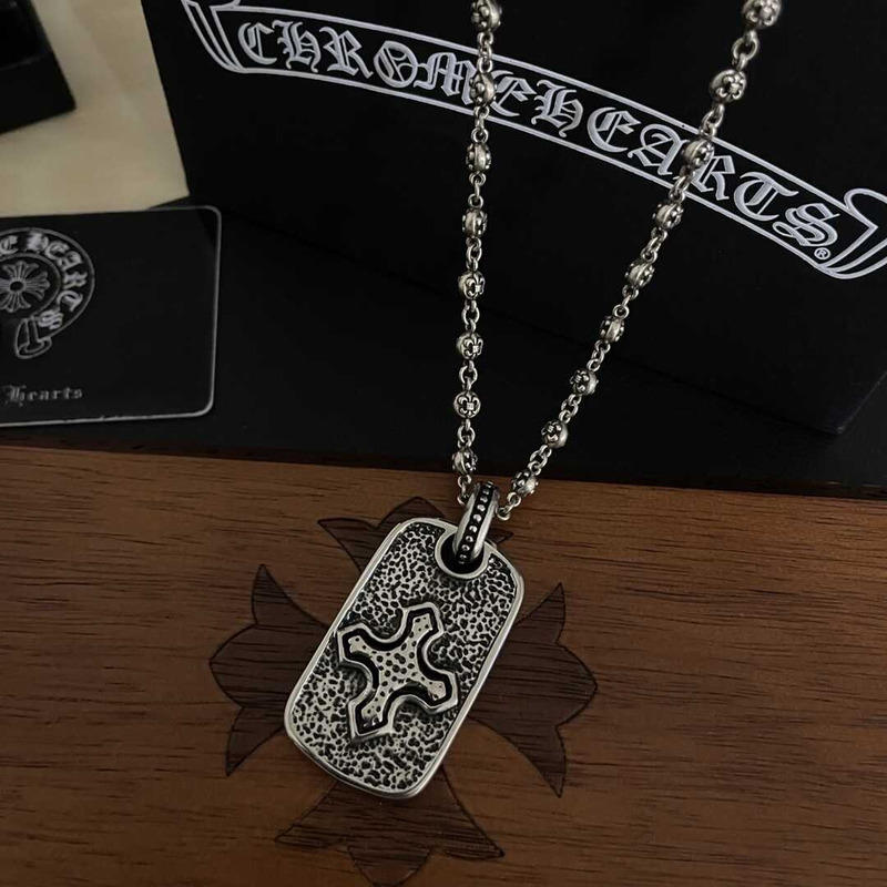 Ch*0me heart  pirate ship silver cross army brand silver necklace european and american retro ins pendant hip hop silver necklac
